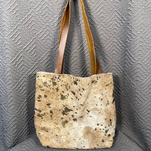 Amish Made Leather Cowhide Gather Bag from Farmhouse Frocks